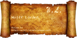 Wolff Lóránt névjegykártya